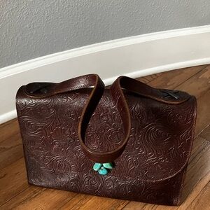 Bettina Duncan Elegant Burgundy Embossed Leather HandBag